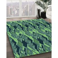 Patterned Emerald Green Rug, pat3266lblu