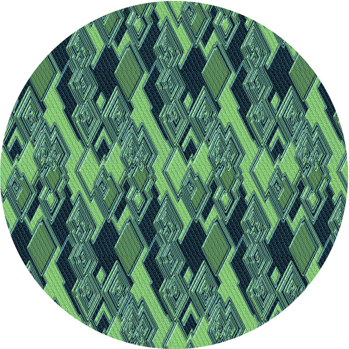Square Patterned Emerald Green Rug, pat3266lblu