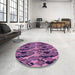 Round Patterned Orchid Purple Rug in a Office, pat3266pur