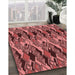 Machine Washable Transitional Cranberry Red Rug in a Family Room, wshpat3266rd