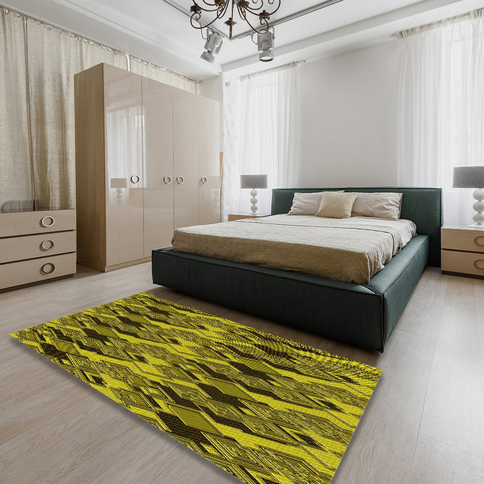 Patterned Brown Rug in a Bedroom, pat3266yw