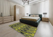 Patterned Charcoal Black Modern Rug in a Bedroom, pat3266