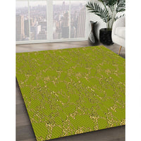 Patterned Dark Yellow Green Rug, pat3267yw