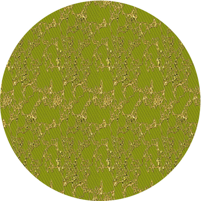 Square Patterned Dark Yellow Green Rug, pat3267yw