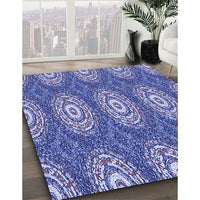 Patterned Denim Blue Rug, pat3268blu