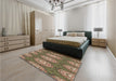 Patterned Red Brown Rug in a Bedroom, pat3268brn