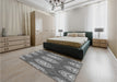 Patterned Dark Gray Rug in a Bedroom, pat3268gry