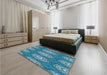 Patterned Blue Rug in a Bedroom, pat3268lblu