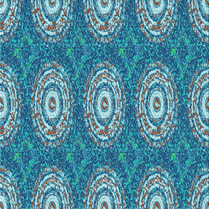 Round Patterned Blue Rug, pat3268lblu