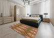 Patterned Metallic Gold Rug in a Bedroom, pat3268org