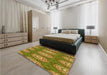 Patterned Dark Bronze Brown Rug in a Bedroom, pat3268yw