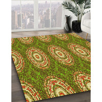 Patterned Dark Bronze Brown Rug, pat3268yw