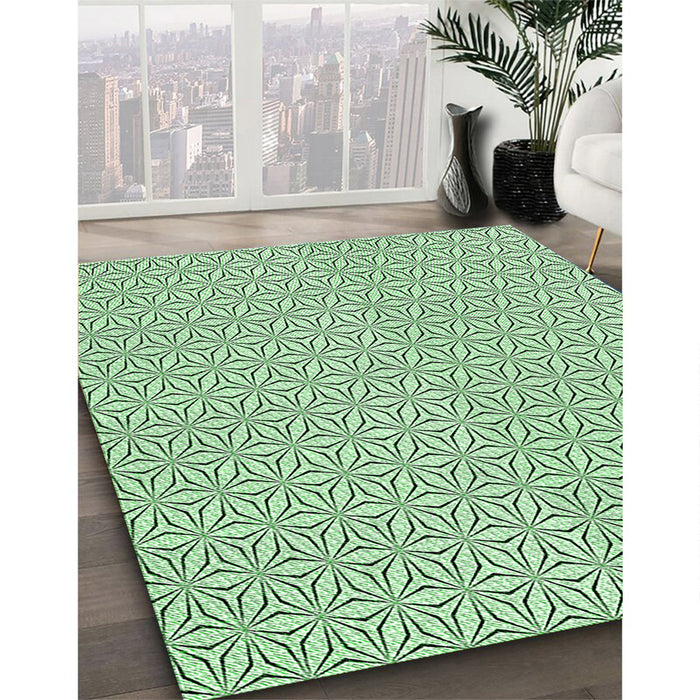 Machine Washable Transitional Mint Green Rug in a Family Room, wshpat3269grn