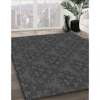 Patterned Charcoal Black Rug, pat3270gry