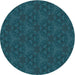 Square Machine Washable Transitional Dark Cyan Green Rug in a Living Room, wshpat3270lblu