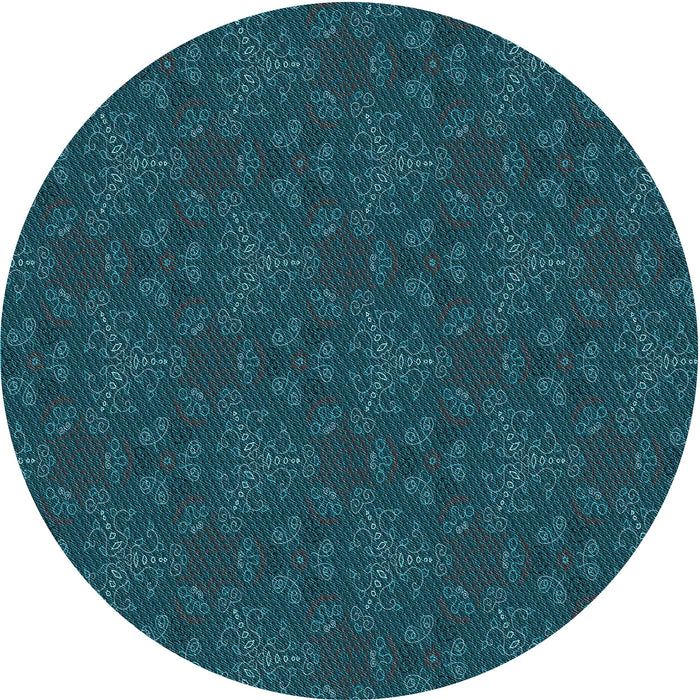 Square Patterned Dark Cyan Green Rug, pat3270lblu