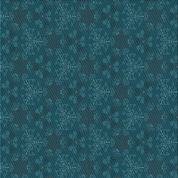 Round Patterned Dark Cyan Green Rug, pat3270lblu