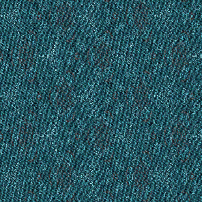 Patterned Dark Cyan Green Rug, pat3270lblu