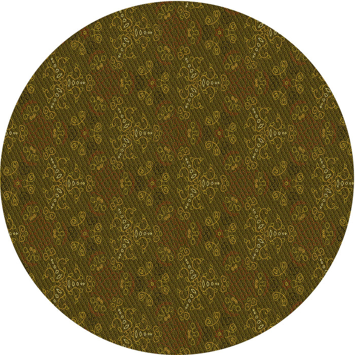 Square Patterned Dark Yellow Green Rug, pat3270yw