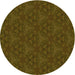 Square Patterned Dark Yellow Green Rug, pat3270yw