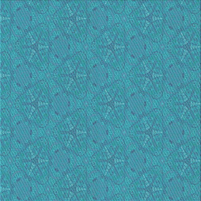 Round Patterned Bright Turquoise Blue Rug, pat3271lblu