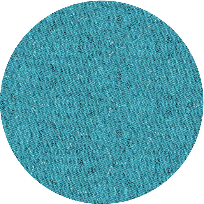 Square Machine Washable Transitional Bright Turquoise Blue Rug in a Living Room, wshpat3272lblu