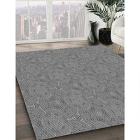 Patterned Dark Gray Novelty Rug, pat3272