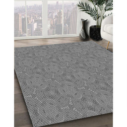 Patterned Dark Gray Novelty Rug in Family Room, pat3272