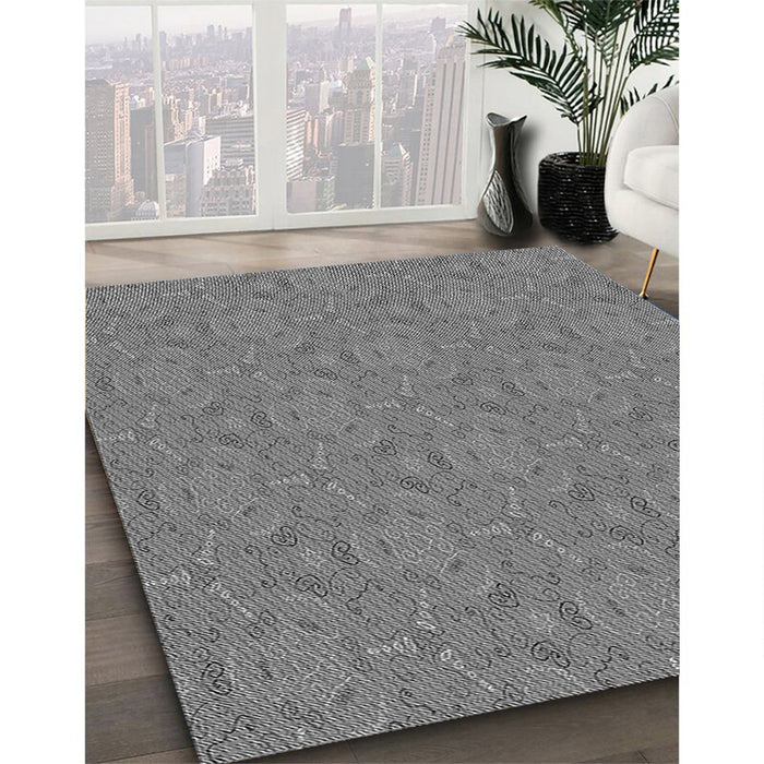 Patterned Dark Gray Novelty Rug in Family Room, pat3272