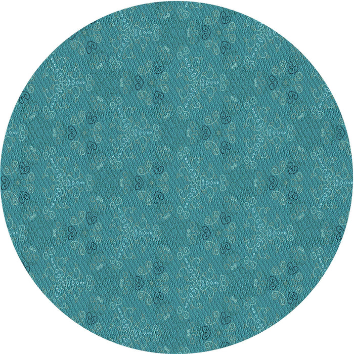 Square Machine Washable Transitional Dark Cyan Green Rug in a Living Room, wshpat3273lblu