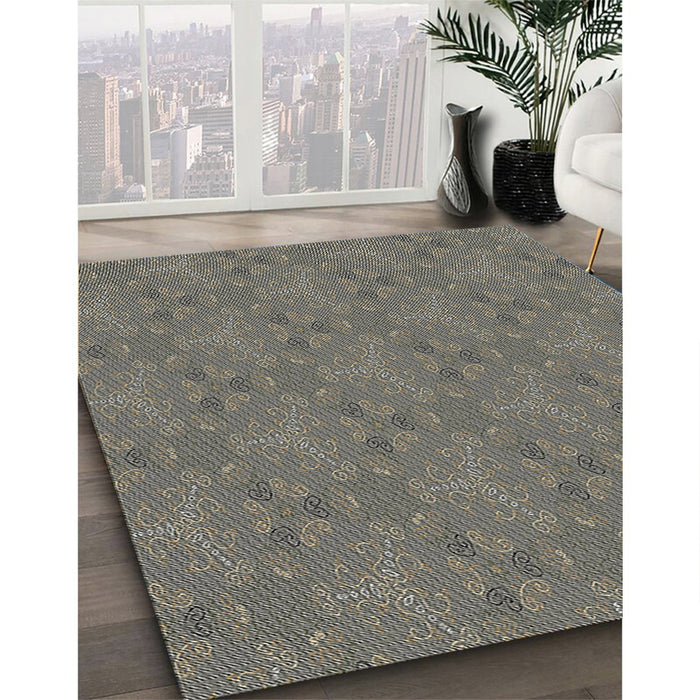 Machine Washable Transitional Western Charcoal Gray Rug in a Family Room, wshpat3273