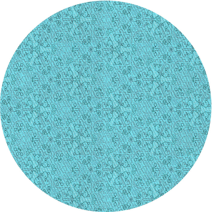 Square Patterned Dark Turquoise Green Rug, pat3274lblu