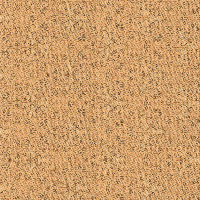 Round Patterned Orange Rug, pat3274org