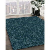 Patterned Teal Green Rug, pat3275lblu