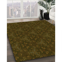 Patterned Dark Bronze Brown Rug, pat3275yw