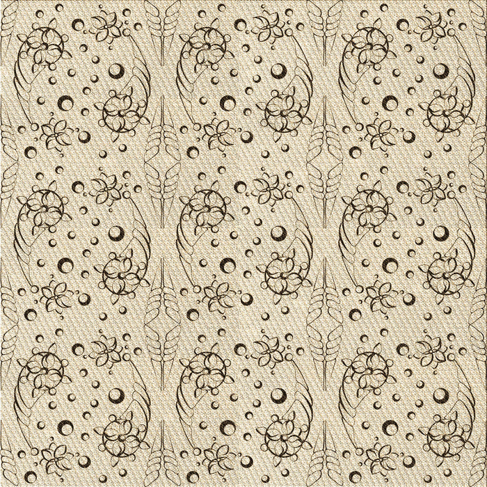 Round Patterned Moccasin Beige Rug, pat3276brn