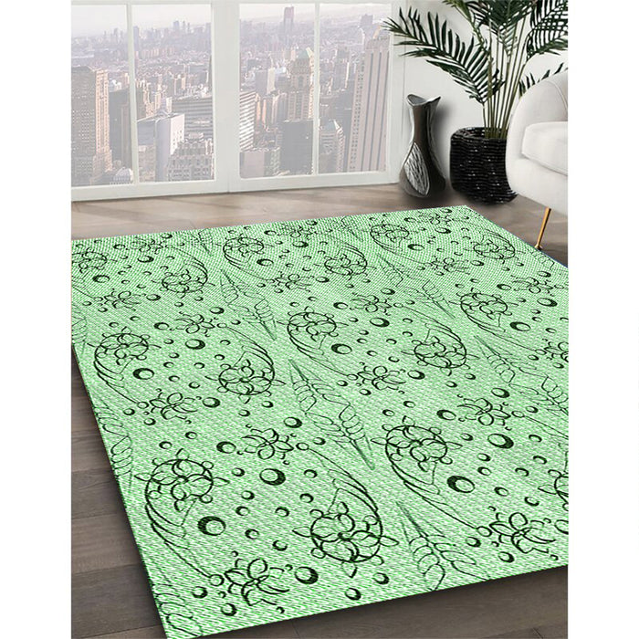 Patterned Mint Green Rug in Family Room, pat3276grn