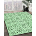 Machine Washable Transitional Mint Green Rug in a Family Room, wshpat3276grn