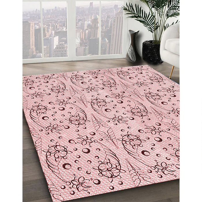 Patterned Pink Rug in Family Room, pat3276rd