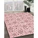 Machine Washable Transitional Pink Rug in a Family Room, wshpat3276rd