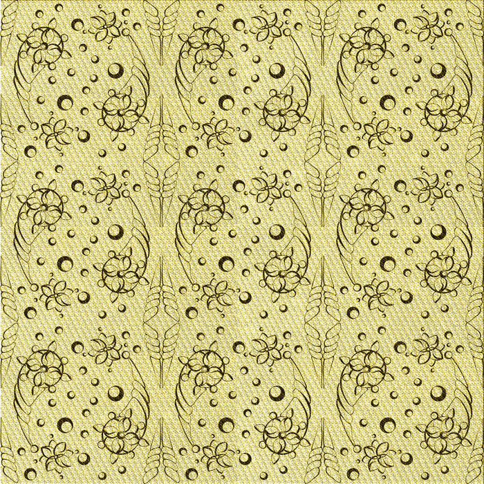 Round Machine Washable Transitional Sun Yellow Rug, wshpat3276yw