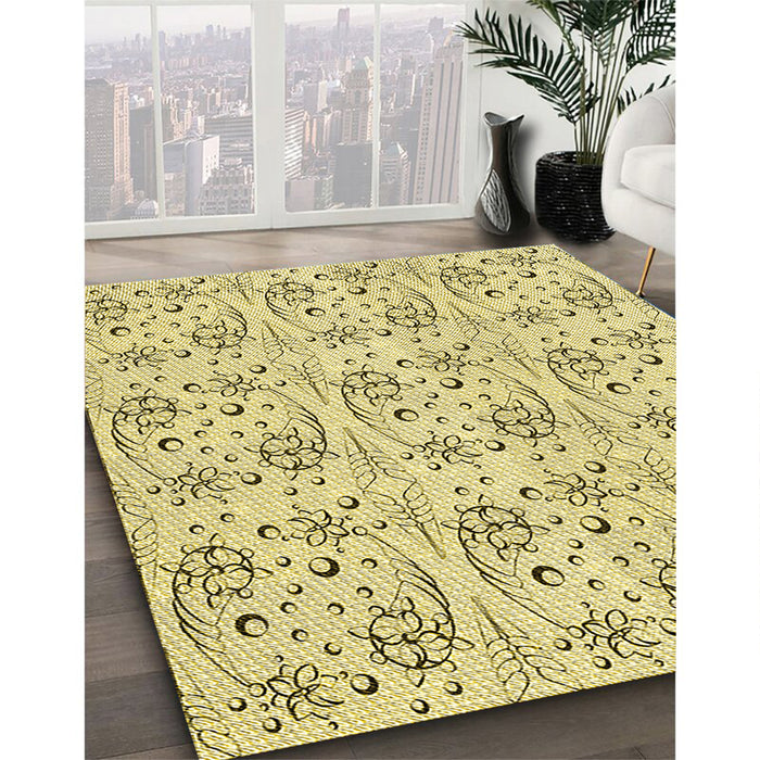 Machine Washable Transitional Sun Yellow Rug in a Family Room, wshpat3276yw