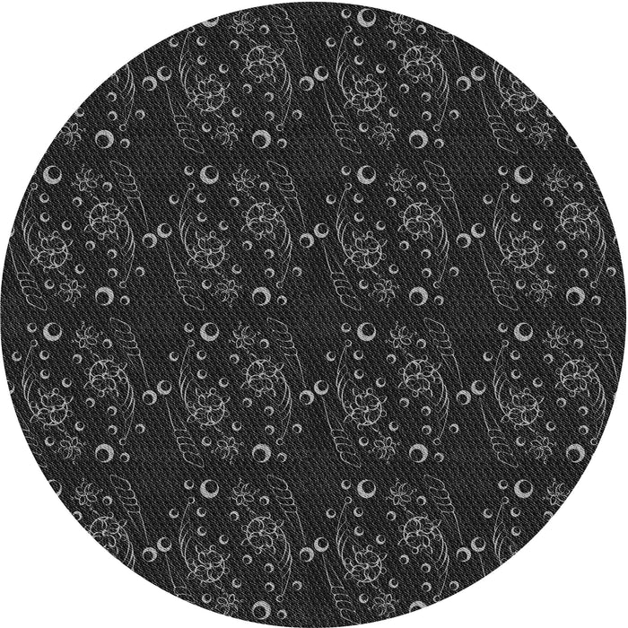 Square Patterned Black Rug, pat3277gry