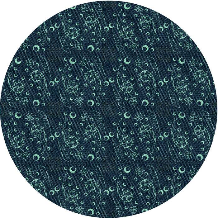 Square Patterned Dark Cyan Green Rug, pat3277lblu
