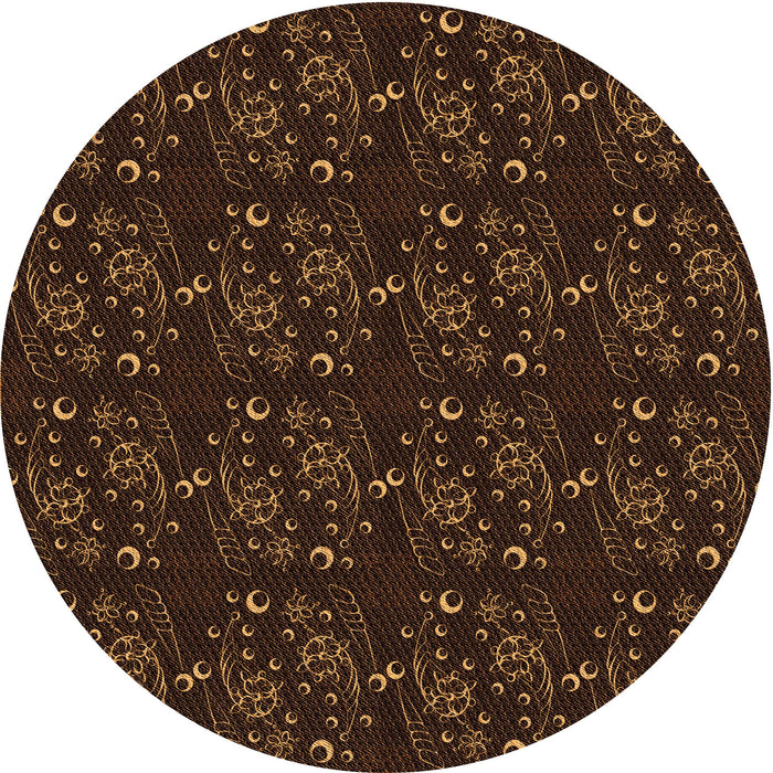 Square Patterned Saddle Brown Rug, pat3277org