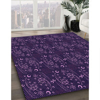 Patterned Night Blue Rug, pat3277pur