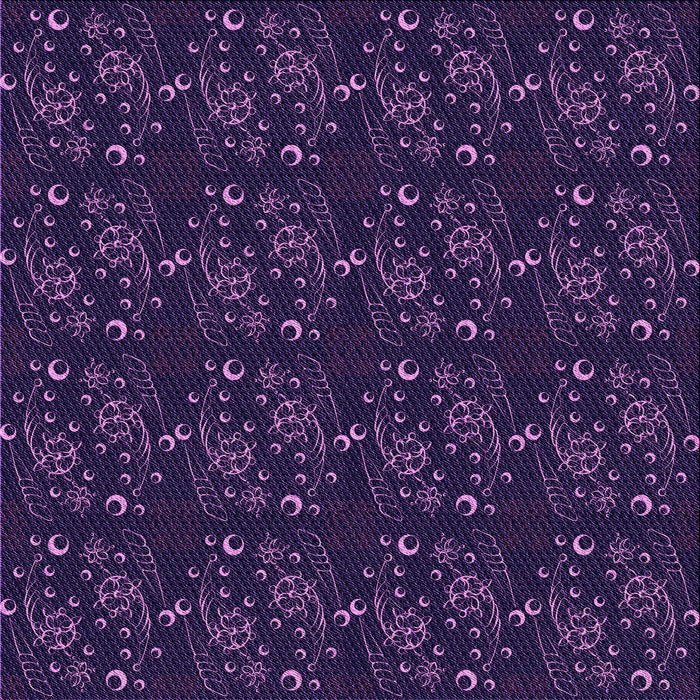 Round Patterned Night Blue Rug, pat3277pur