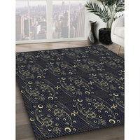 Patterned Black Novelty Rug, pat3277