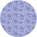 Square Machine Washable Transitional Periwinkle Purple Rug in a Living Room, wshpat3278blu