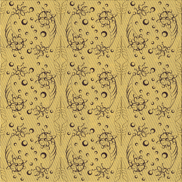 Round Patterned Bright Gold Yellow Rug, pat3278brn